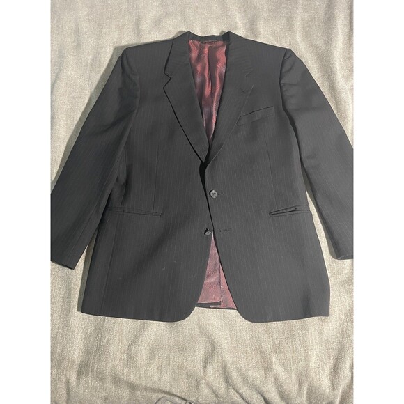 C & R Clothier Coat Blazer Men's Large Black Wool, Striped Coat - Picture 1 of 16